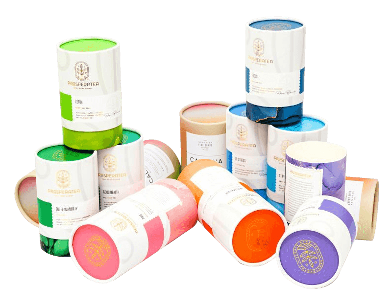  Custom Print Cylinder Shape Tea Packaging Containers