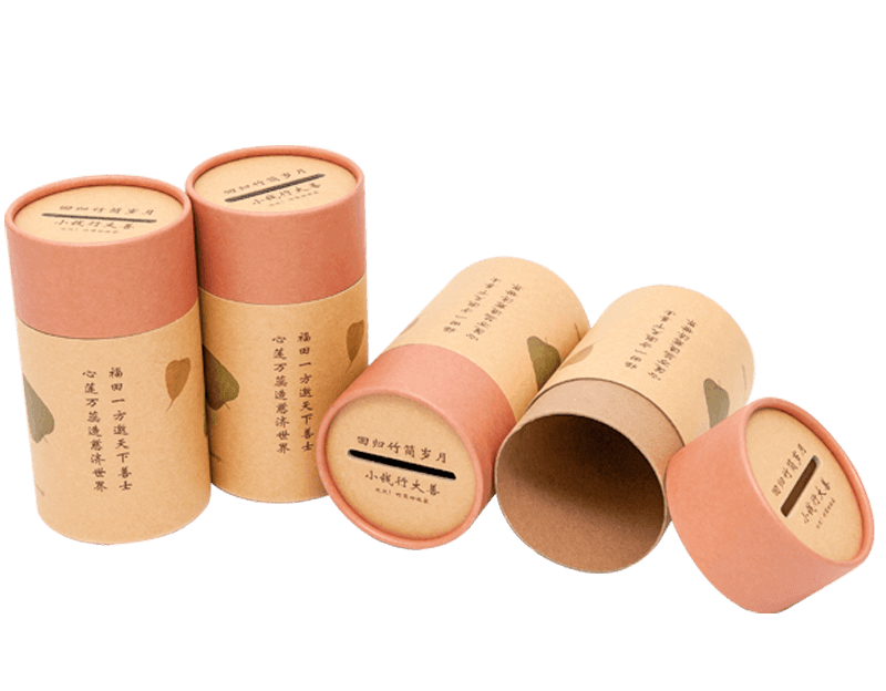 Simple Design Piggy Bank Charity Coin Tube Box Packaging