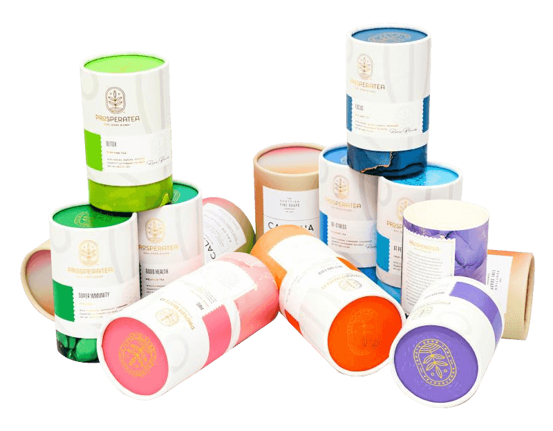  Custom Print Cylinder Shape Tea Packaging Containers