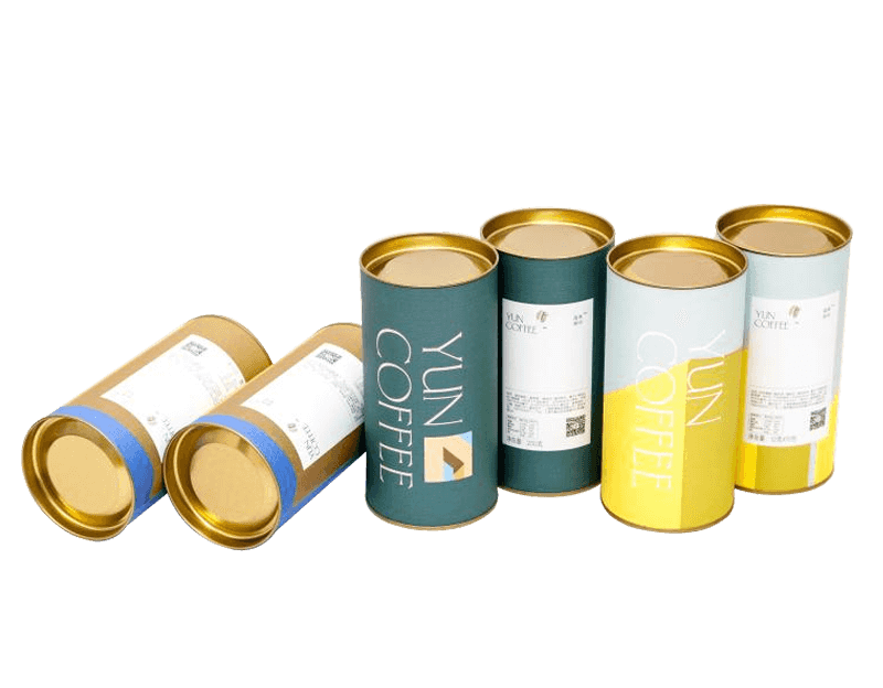 Paper Tube Coffee Box Packaging with Metal Plug & Metal Lid