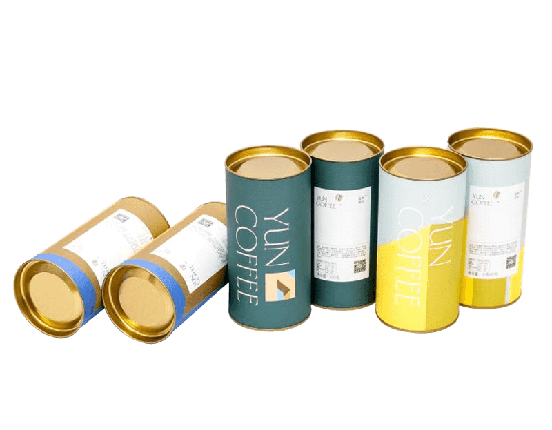 Paper Tube Coffee Box Packaging with Metal Plug & Metal Lid