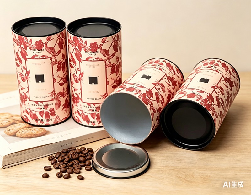 Food Grade Paper Tube with Metal Lid Packaging for Coffee Beans