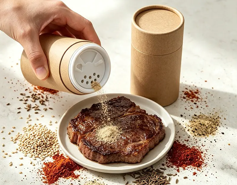 Custom Printed Paper Tube Shaker for Spices | Sustainable Spice Packaging Solution Custom Printed Paper Tube Shaker for Spices | Sustainable Spice Packaging Solution